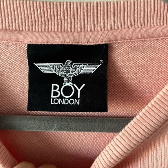 Boy London Pink Crewneck Sweater with Ribbed Cuffs and Relaxed Fit - Picture 5 of 12